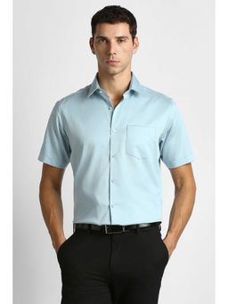 Van Heusen - Men Light Blue Solid Half Sleeves Wedding Shirt