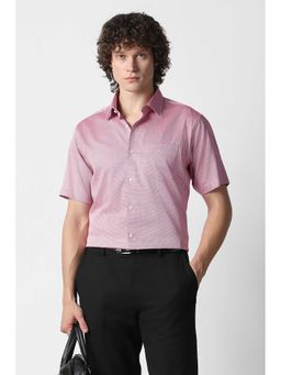 Van Heusen - Men Pink Textured Half Sleeves Wedding Shirt