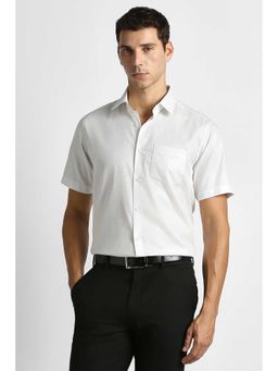 Van Heusen - Men White Textured Half Sleeves Wedding Shirt
