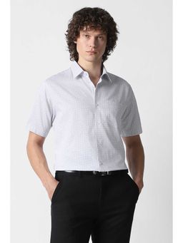 Van Heusen - Men White Print Half Sleeves Wedding Shirt