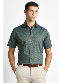 Van Heusen - Men Green Print Half Sleeves Wedding Shirt