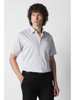Van Heusen - Men White Print Half Sleeves Wedding Shirt