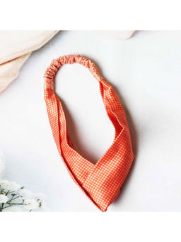 Tossido - Orange Checks Soft Satin Criss-Cross Top Headband