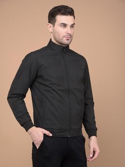 CRIMSOUNE CLUB - Men's Black Printed Mock Neck Reversible Jacket
