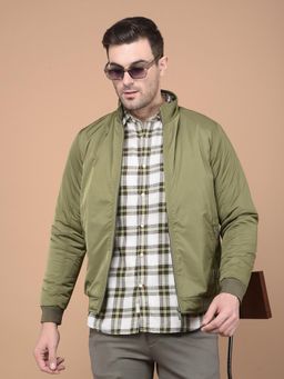 CRIMSOUNE CLUB - Men's Olive Mock Neck Bomber Jacket