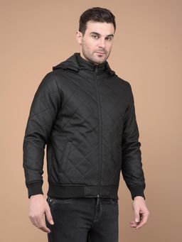 CRIMSOUNE CLUB - Men's Black Hooded Neck Puffer Jacket