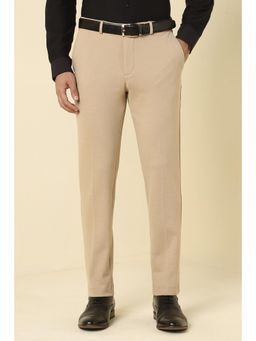 Allen Solly - Men Beige Textured Formal Trousers