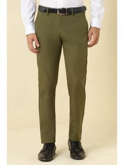 Allen Solly - Men Olive Solid Formal Trousers