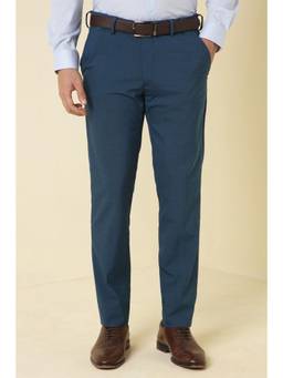 Allen Solly - Men Blue Textured Formal Trousers