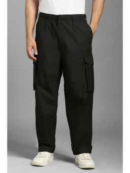 Louis Philippe - Men Black Solid Pleated Casual Trousers