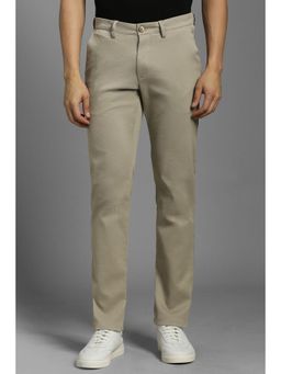 Louis Philippe - Men Beige Textured Flat Front Casual Trousers