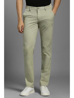 Louis Philippe - Men Green Textured Flat Front Casual Trousers
