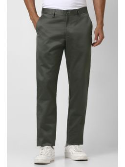 Peter England - Men Olive Solid Casual Trousers