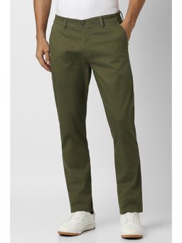 Peter England - Men Olive Textured Casual Trousers
