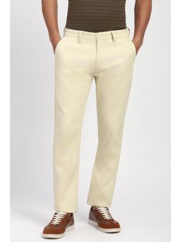 Peter England - Men Beige Textured Casual Trousers