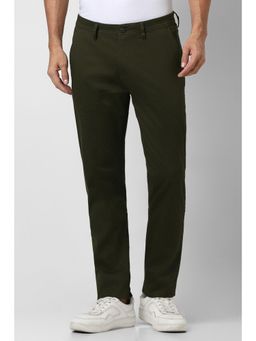 Peter England - Men Green Solid Casual Trousers