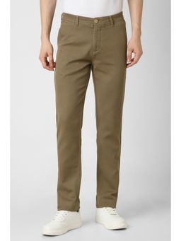 Peter England - Men Khaki Textured Casual Trousers