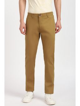 Peter England - Men Khaki Solid Casual Trousers