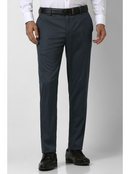 Peter England - Men Navy Textured Formal Trousers