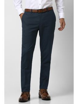 Peter England - Men Navy Check Formal Trousers