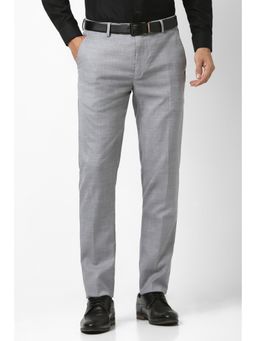 Peter England - Men Grey Check Formal Trousers