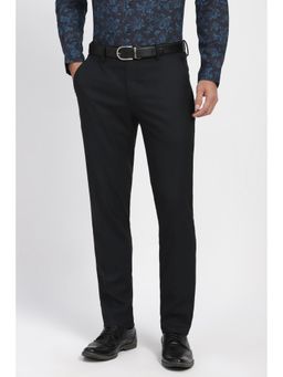 Peter England - Men Black Textured Formal Trousers