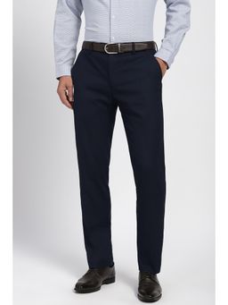 Peter England - Men Navy Solid Formal Trousers