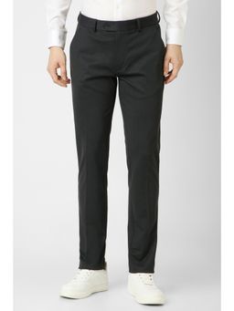 Peter England - Men Grey Textured Formal Trousers