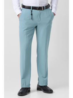 Van Heusen - Men Light Blue Textured Trousers