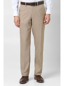 Van Heusen - Men Beige Textured Trousers