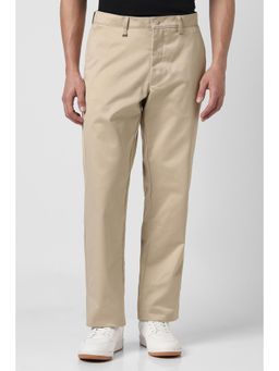 Van Heusen - Men Beige Solid Trousers