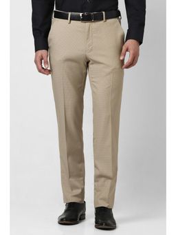 Van Heusen - Men Beige Textured Trousers