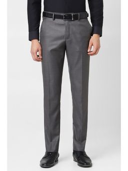 Van Heusen - Men Grey Textured Trousers