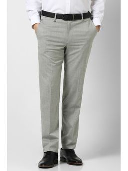 Van Heusen - Men Grey Solid Trousers