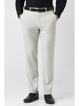 Van Heusen - Men Off White Textured Trousers
