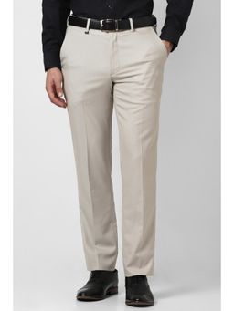 Van Heusen - Men Beige Textured Trousers