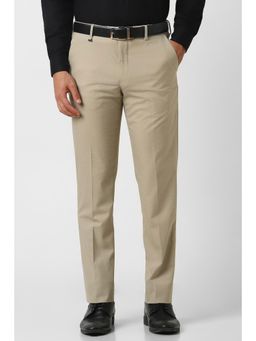 Van Heusen - Men Beige Textured Trousers