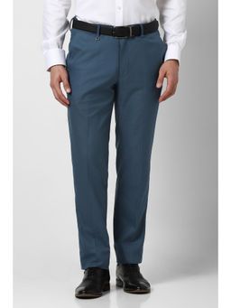 Van Heusen - Men Blue Textured Trousers