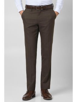Van Heusen - Men Brown Textured Trousers