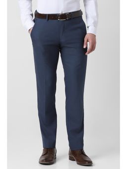 Van Heusen - Men Blue Textured Trousers