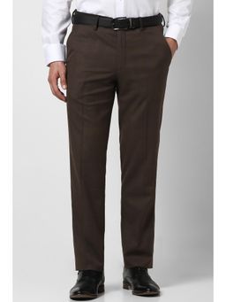 Van Heusen - Men Brown Textured Trousers