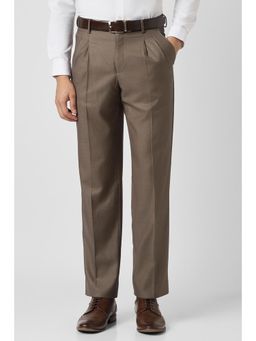 Van Heusen - Men Brown Textured Trousers