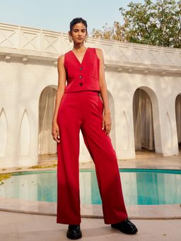 SALT Attire - Oprah Single Breasted Red Waist Coat