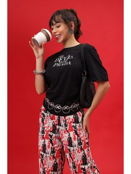 Zivame - Devil Wears Prada Knit Cotton Loungewear T-Shirt With Pyjama - Tap Shoe