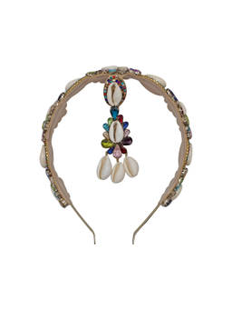 Label Pooja Rohra - Multi-Colour Navya Shankh (Shells) Headband with Maangtika