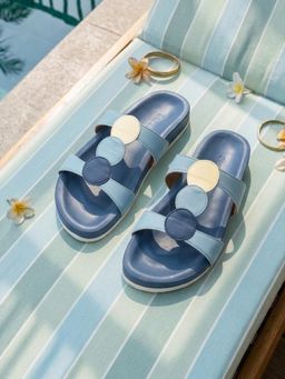 Devano - Women Open Toe Blue Strappy Sandals
