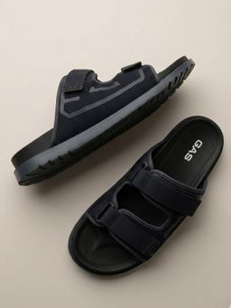 GAS - Men Strap Grid Black Sandals