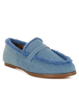Rag & Co - Blue Fur Detail Denim Loafers
