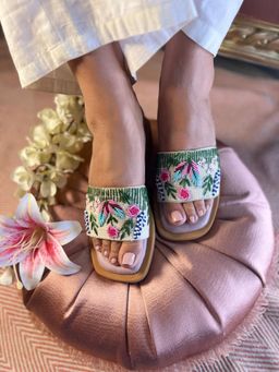 Sandal Stories - Multi-Color Floral Embroidered Comfort Wedges