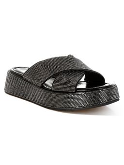London Rag - Women Black Rhinestone Embellished Sandals